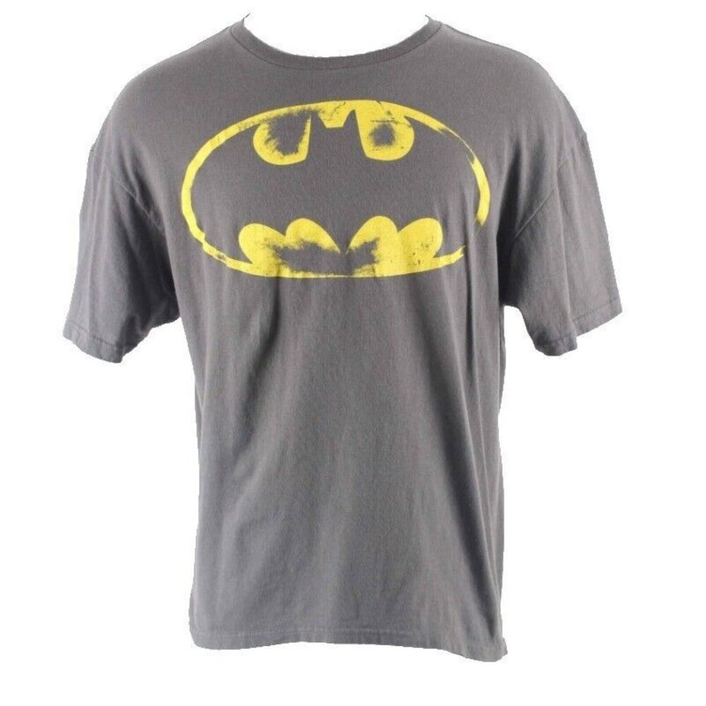 Batman Sz XL Brown Yellow Batman Logo 100% Cotton Tee Shirt